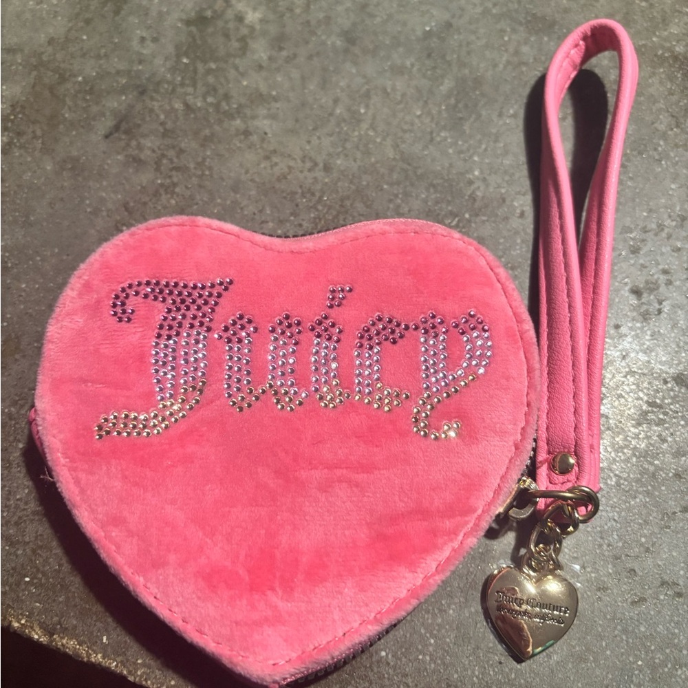 Juicy Couture Pink Heart Wristlet with Gold Charm